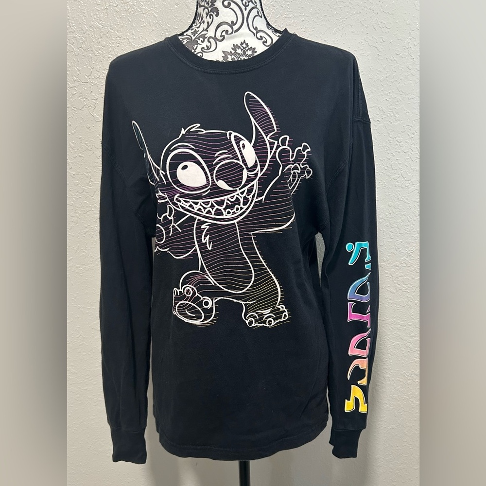 Disney Lilo & Stitch Black Long Sleeve T-Shirt for Adults, Size XS